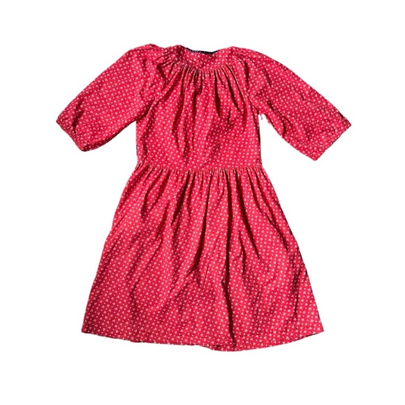 70s Vintage Red Calico Print Dress / Duster / Jacket - Picture 4 of 5